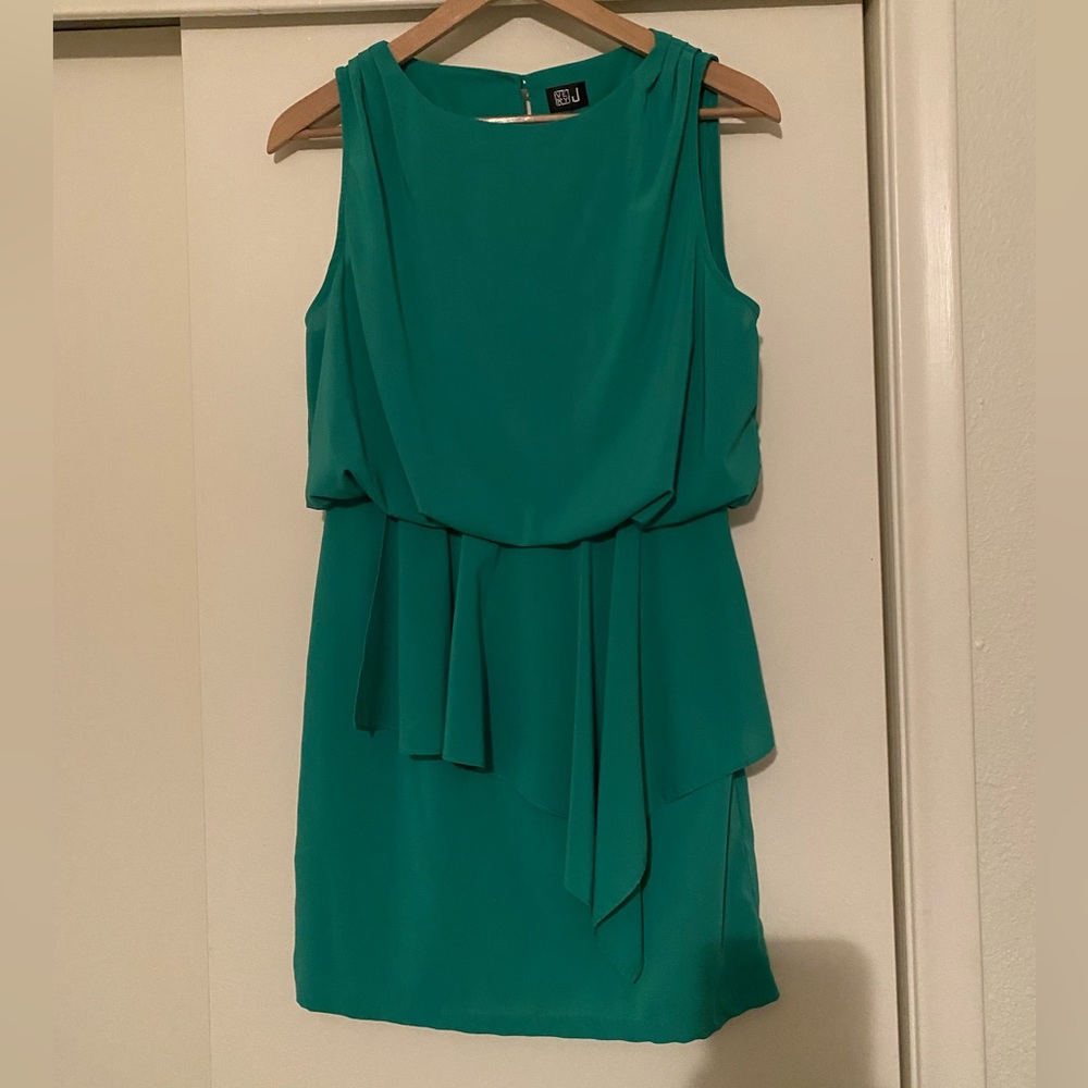 Green cocktail mini dress